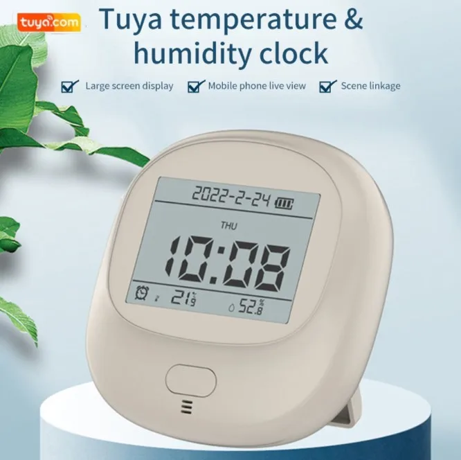 

TUYA Intelligent Wireless Bluetooth Mini Temperature And Humidity Sensor Alarm Clock Backlight Remote Monitoring Alert For House