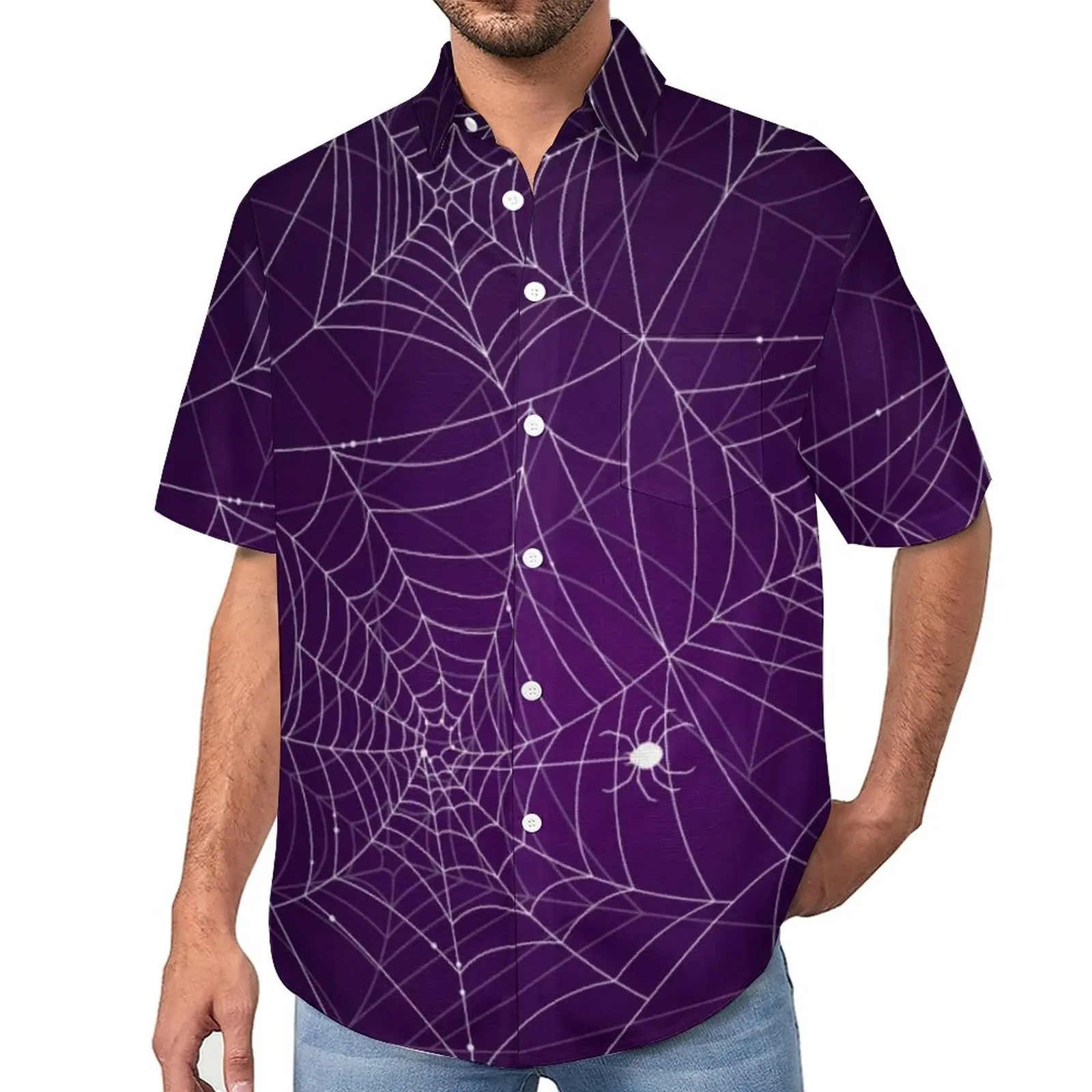 

Halloween Print Blouses Man Wicked Webs Casual Shirts Hawaiian Short-Sleeved Custom Stylish Oversized Vacation Shirt Gift Idea