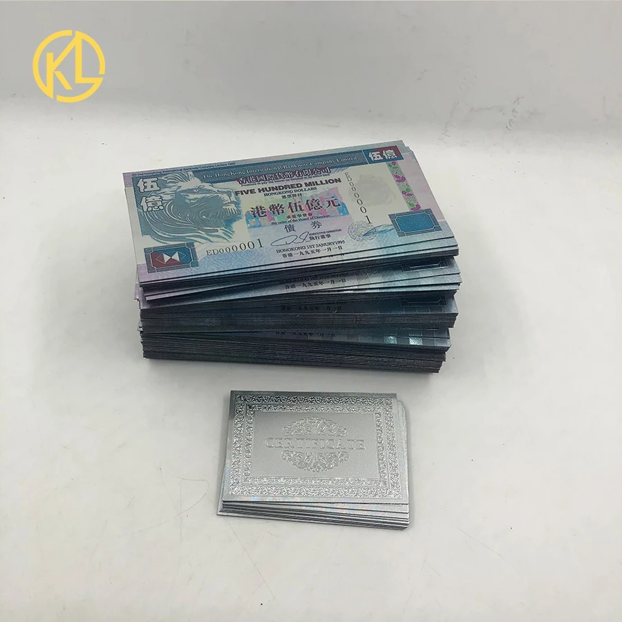 100pcs/lot Chinese Chinese FIVE HUNDRED MILLION HONGKONG DOLLAR Silver or Gold Lion Banknote for nice gift and hobby collection