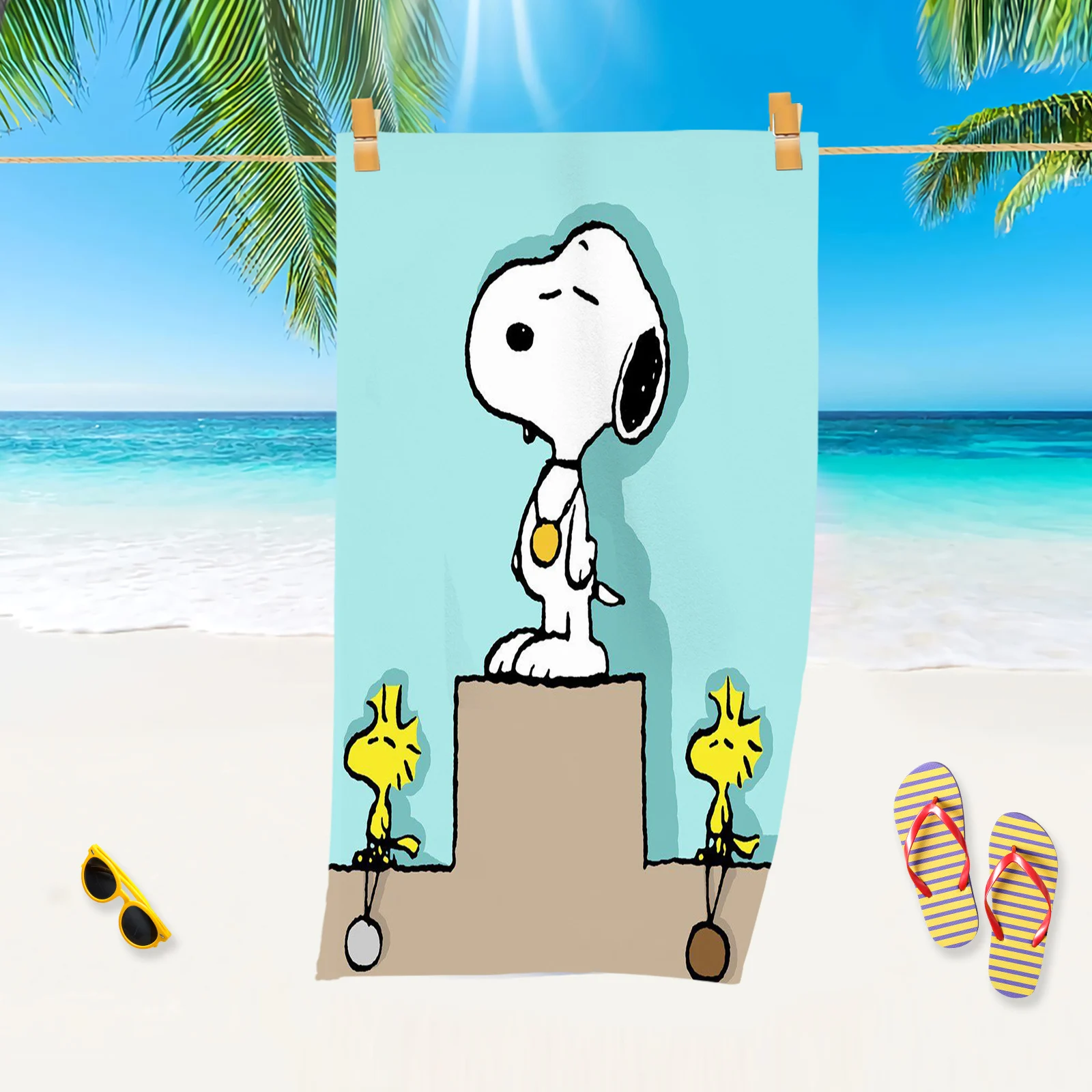 Хлопковое пляжное полотенце из 100% микрофибры Snoopy подходящее для детей и взрослых