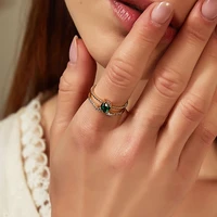 2022 trendy green color crystal zircon engagement rings for women female wedding jewelry accessories gift fashion women rings