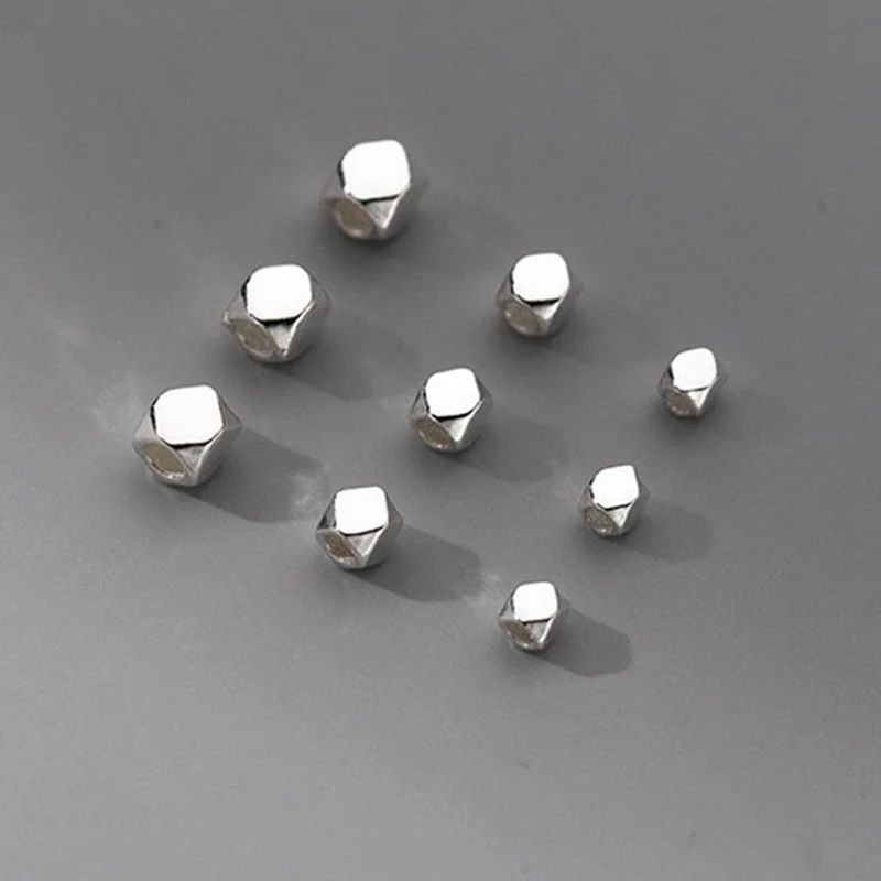 

5pcs/Lot S925 Sterling Silver Faceted Geometry Loose Beads 2mm 2.5mm 3mm Small Bracelets Bead Spacers DIY Jewelry Accessories