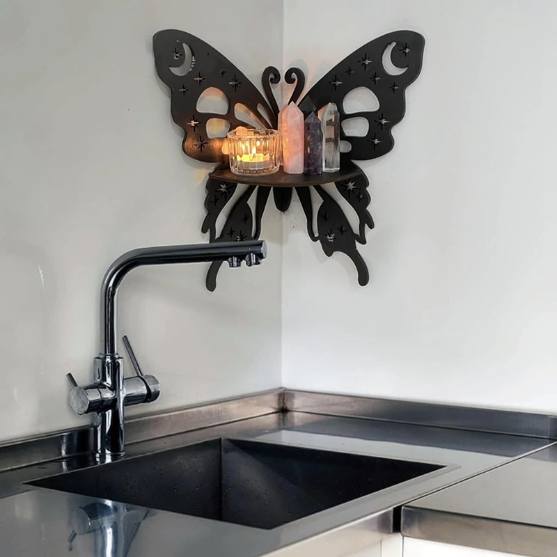 1 шт. полка-бабочка деревянные плавающие полки черная настенная угловая полка