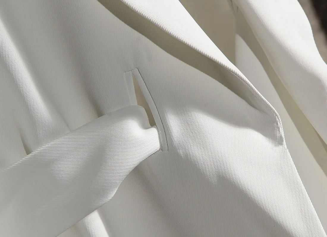 White Office Blazer with Free Sashes 2021 Women Solid Colors Simple Casual Office Blazer Korean Fashion Commute Formal Clothing