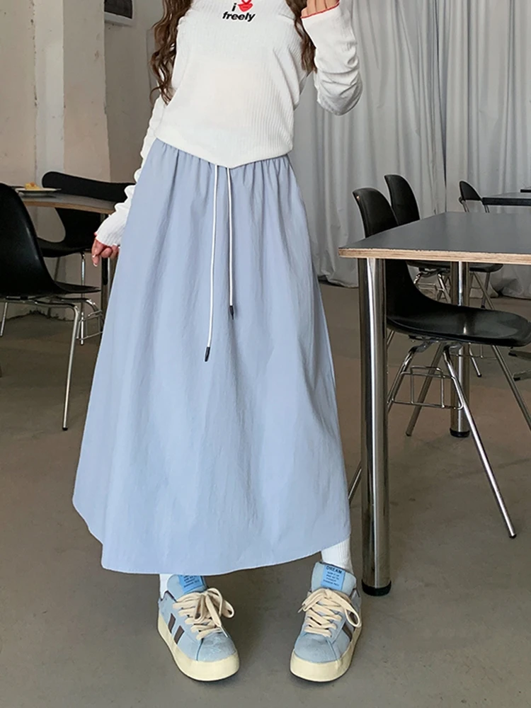 Юбка женская трапециевидная с завышенной талией эластичная тонкая юбка средней