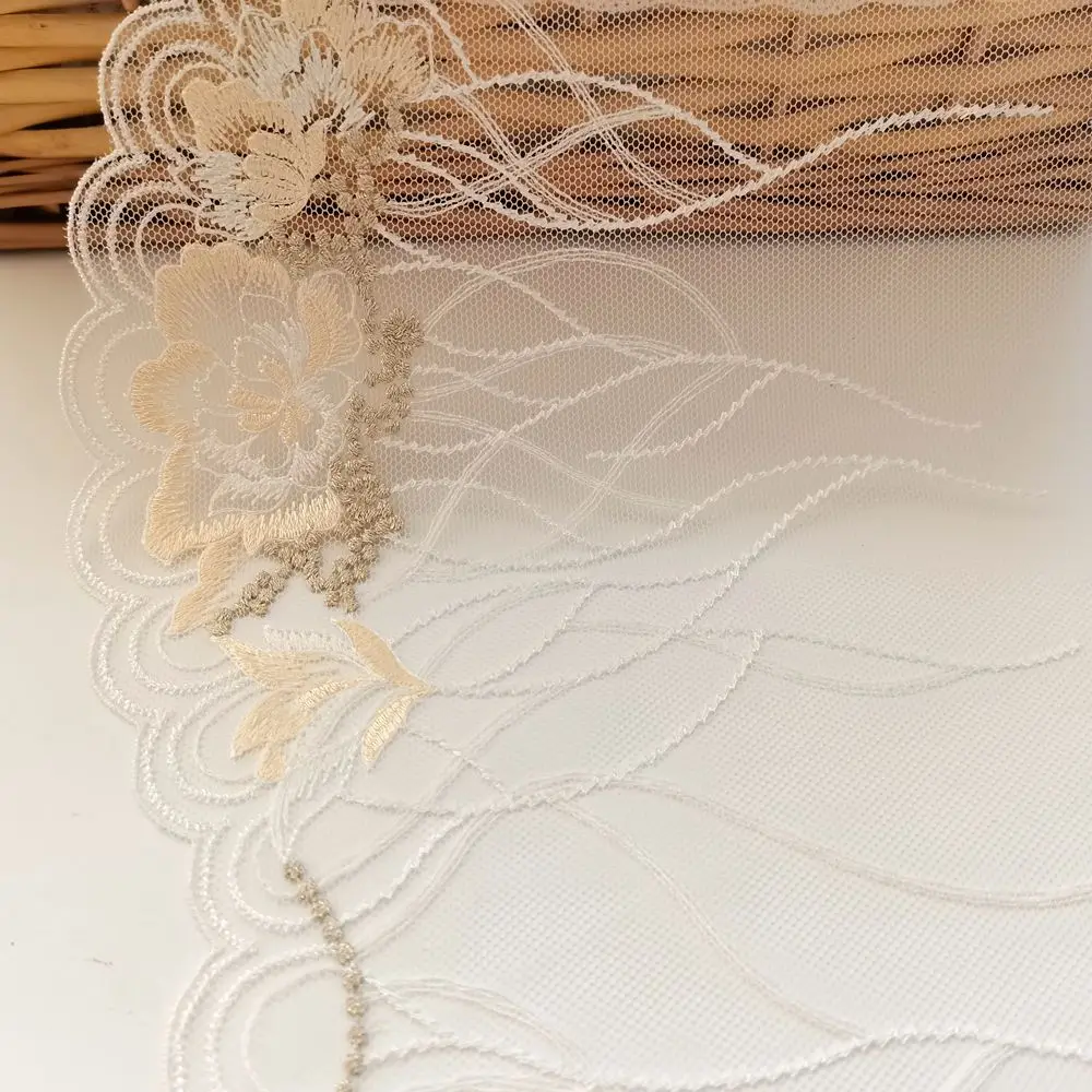 1 метр 21 см ширина пион блестящая нить мягкая вышитая кружевная отделка для