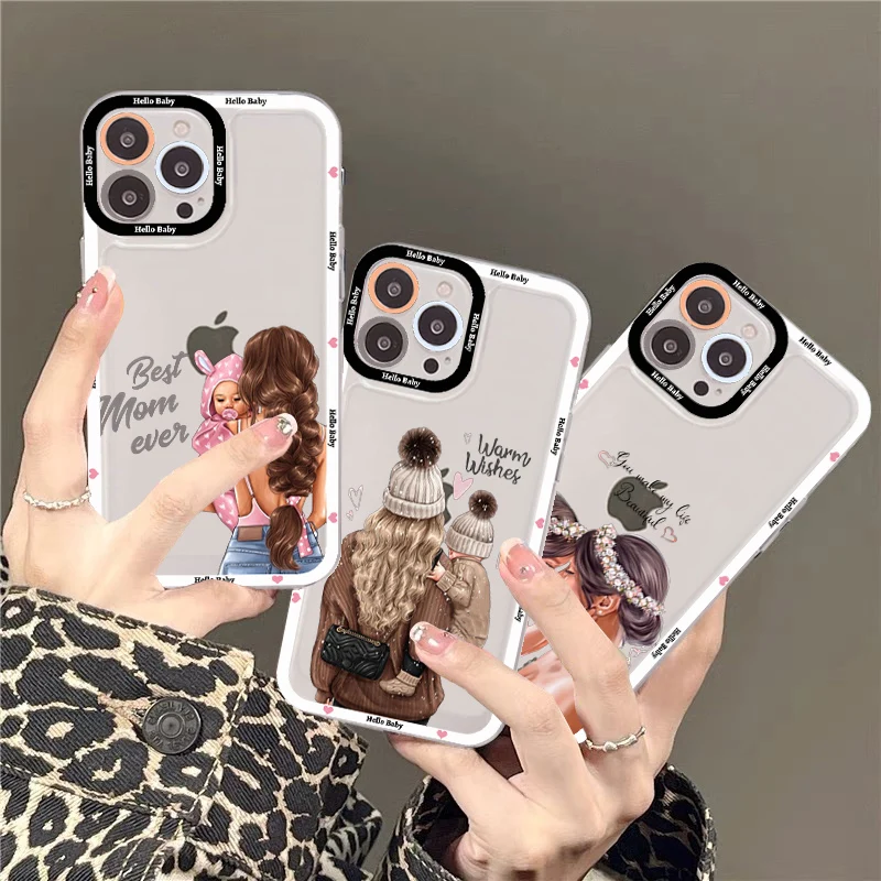 

Baby Mama Super Mom Girl Phone Case For iPhone 11 12 13 14 Mini Pro Max XR X XS TPU Clear Case For 8 7 6 Plus SE 2020
