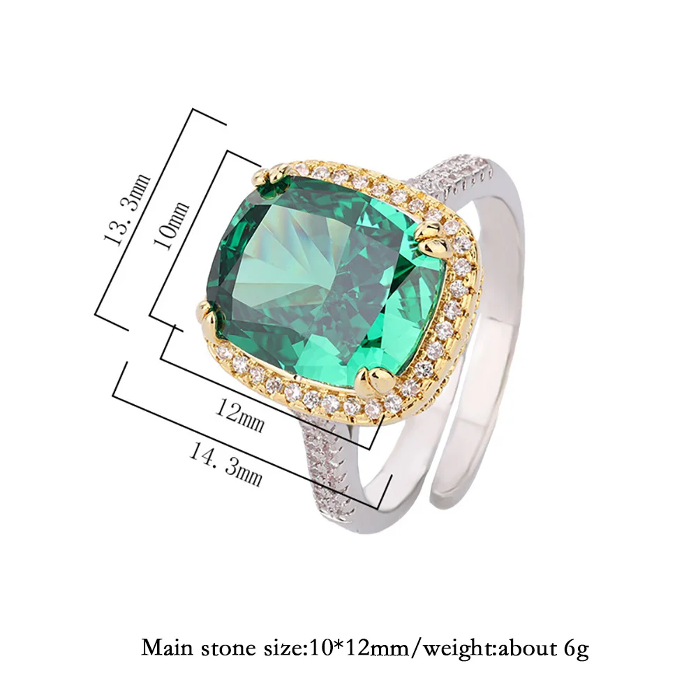 Блестящее обручальное кольцо из драгоценного камня 10*12 мм