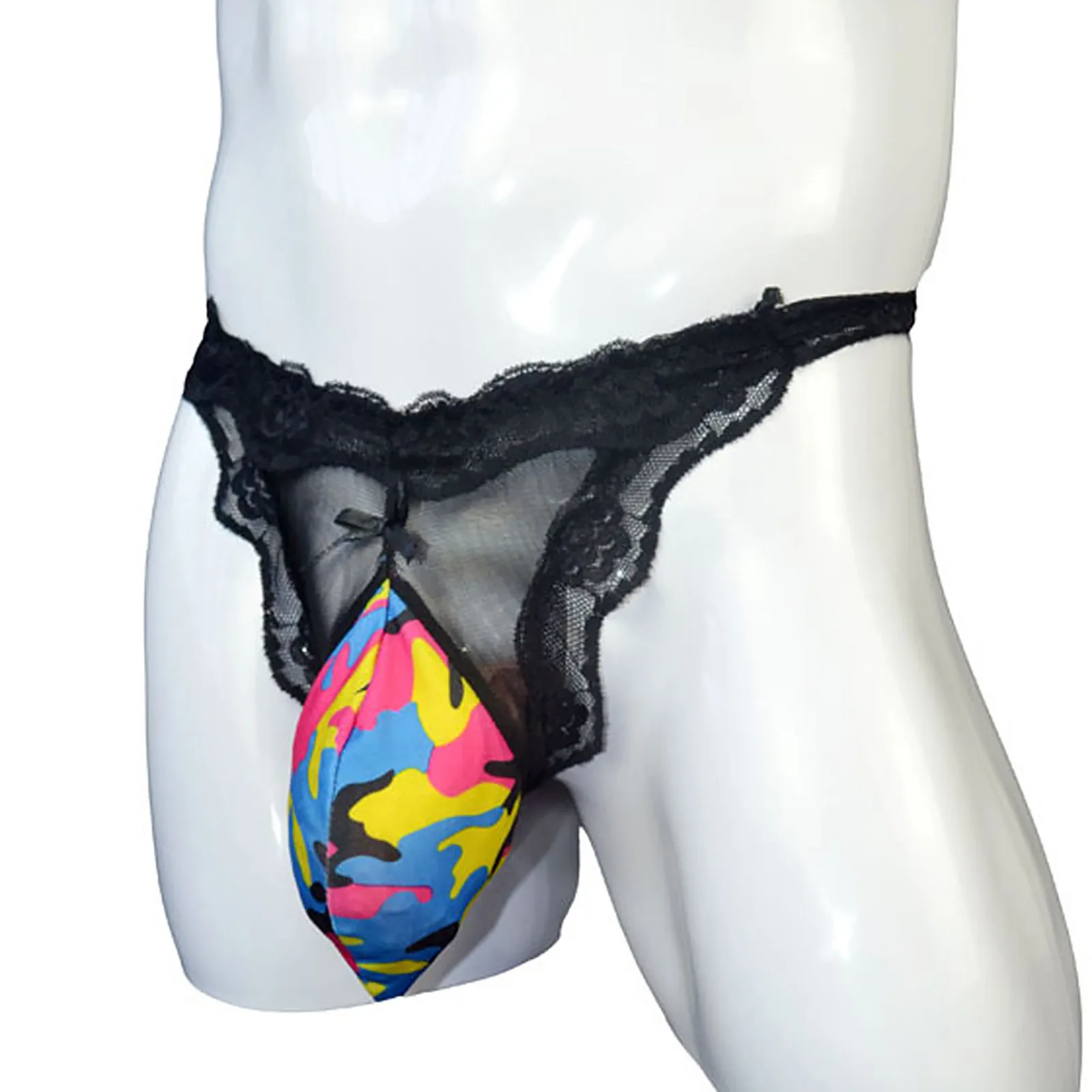 

Мужские прозрачные трусы стринги, черные сетчатые трусы стринги с заниженной талией на шнуровке, брифы для геев, нижнее белье с вышивкой,