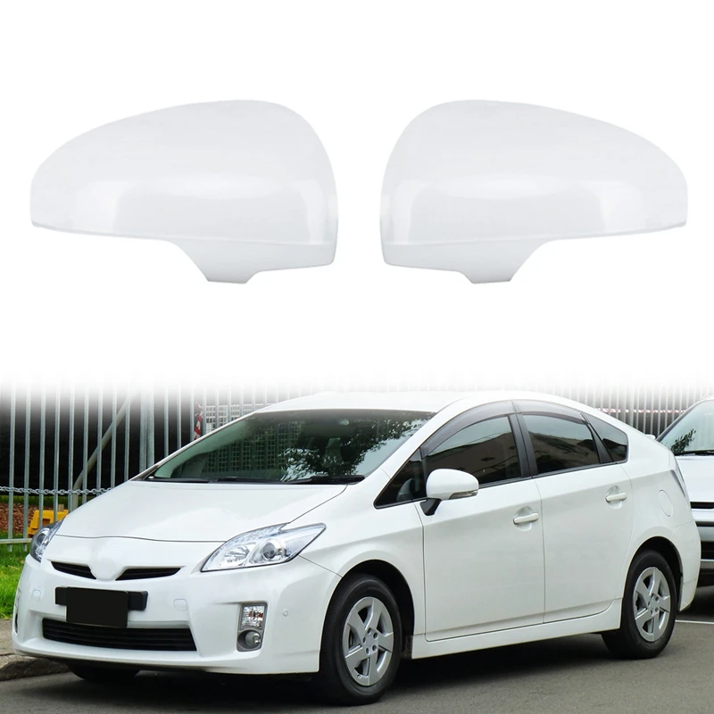 

1Pair Car White Rearview Side Glass Mirror Cover Trim Rear Mirror Covers Shell For Toyota REIZ Prius 2010 2011 2012
