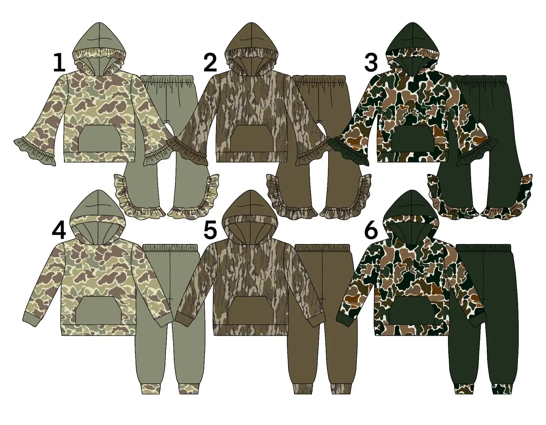 Новый Камуфляжный костюм для малышей с длинным рукавом топ капюшоном и брюки