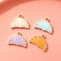 10pcs enamel bread charm gold plated pendant for jewerly making bracelet findings women necklace earrings accessories craft diy