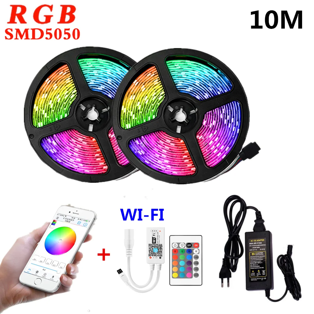 

Ruban Led 10m WIFI Led Light Strip 5050 12V RGB Strips Waterproof Luces Led Lights for Room Lightings Decoration 10 Meters Set