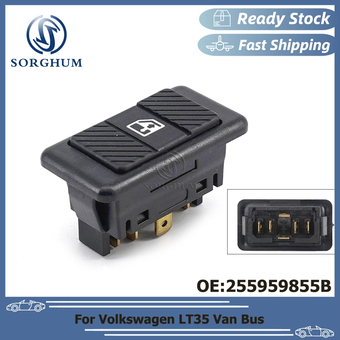 

SORGHUM Car Accessories For VOLKSWAGEN LT28 LT35 LT46 Van Bus Single Electric Window Control Switch 6Pin 255959855B 357959855A