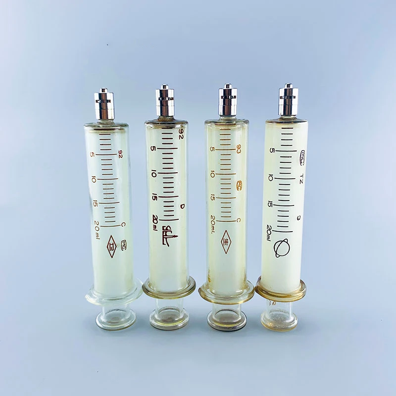 

1pc 20ml luer lock head stainless steel head metal head glass syringe