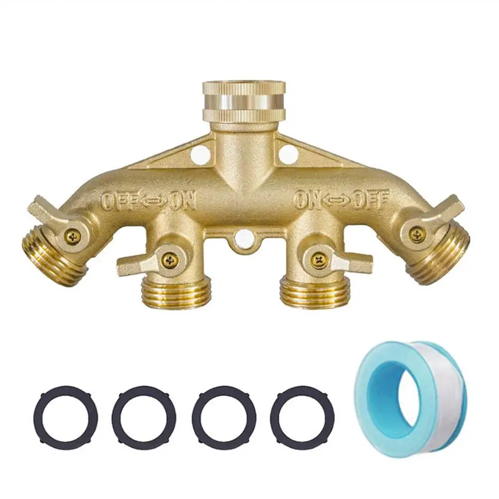 

Npt 3/4" 4 Way Brass Hose Splitter Leakproof Adjustable Flow Agricultural Irrigation Garden Hose Connector