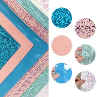 pink and blue synthetic leather pu faux leather sheets artificial diy bag bows crafts material a4 set chunky glitter fabric set