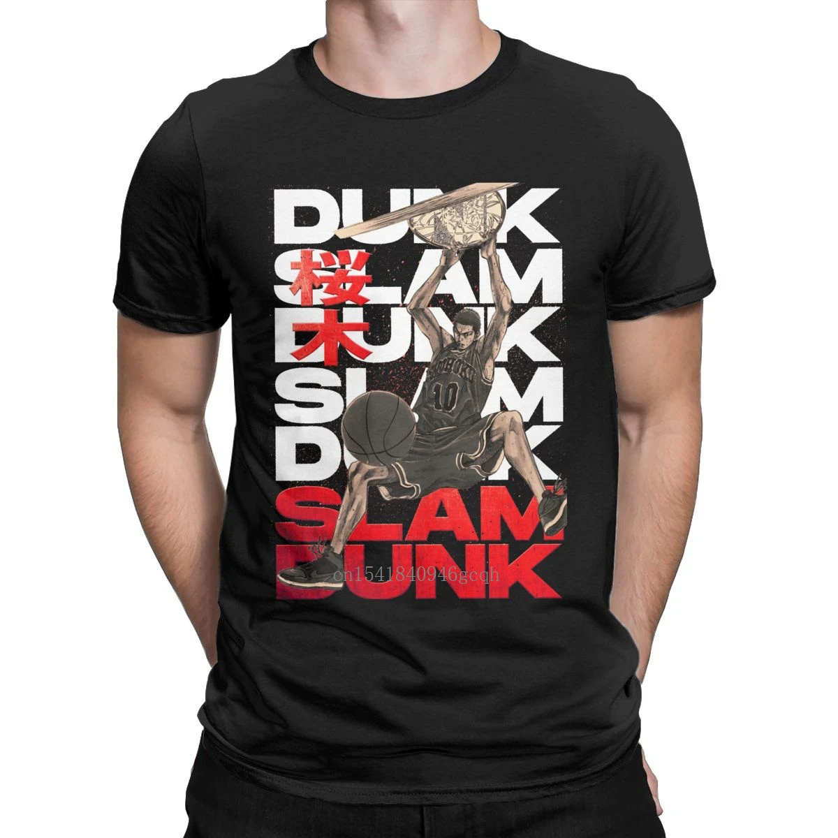 

Men T-Shirts Sakuragi Slam Dunk Basketball Vintage 100% Cotton Tees Short Sleeve Anime Manga Japan T Shirt Clothing Gift Idea