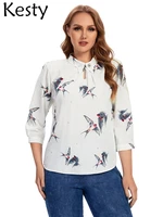 kesty womens plus size t shirt polyester spring t shirt 34 sleeve print fashion graphic loose top