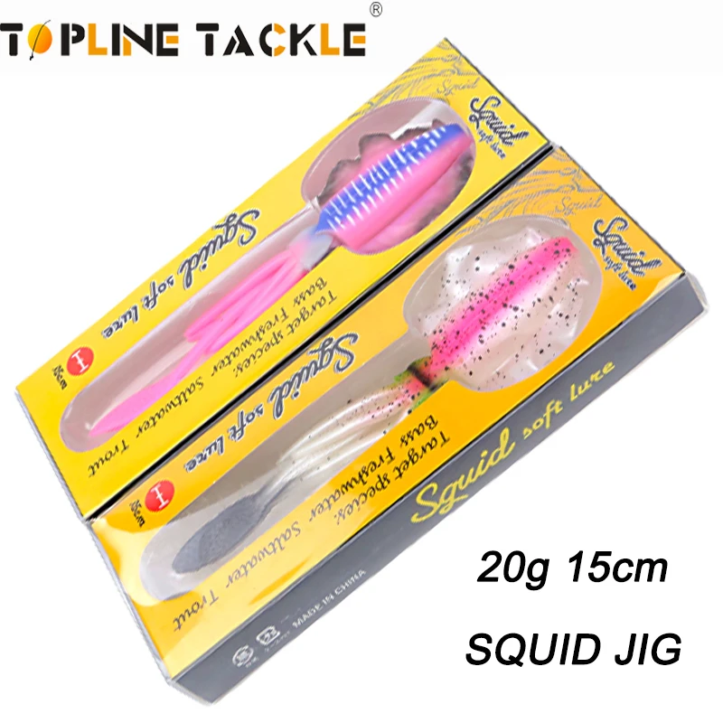 

Topline Tackle Boat Fishing Deep Sea Fishing Squid Jigs lure for Saltwater Soft Artificial Rigged Squid Jig Trolling Lures 20g