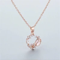 new trendy crystal rose flower pendant necklaces for women brass opal chain collares necklaces female fashion jewelry gifts