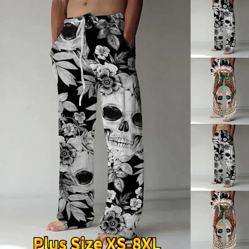 

Skull Print Pattern Men Daily Outside Take Handsome Street Style Loose Casual Pants XS-8XL