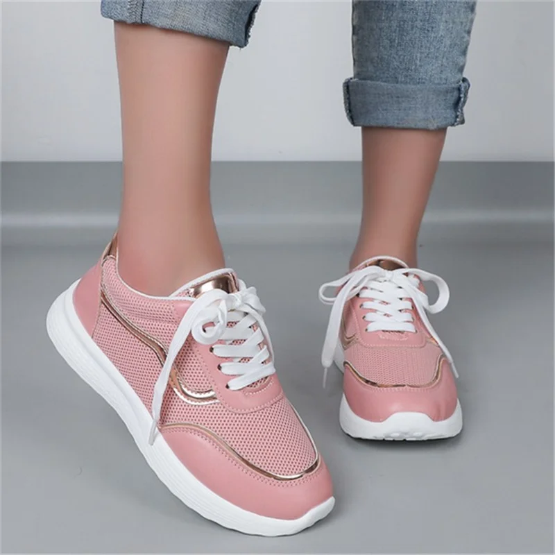 2023 Spring and Autumn New Casual Shallow Thick-soled Sneakers Fashion Lace-up Breathable Running Shoes Women's Vulcanize Shoes