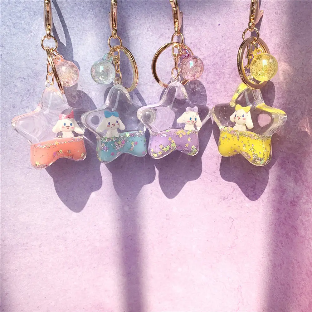 

Kawaii подвеска в сумку Sanrio аниме Cinnamoroll милый мультяшный персонаж Девочка Сердце акриловый брелок детский подарок игрушка для девочек