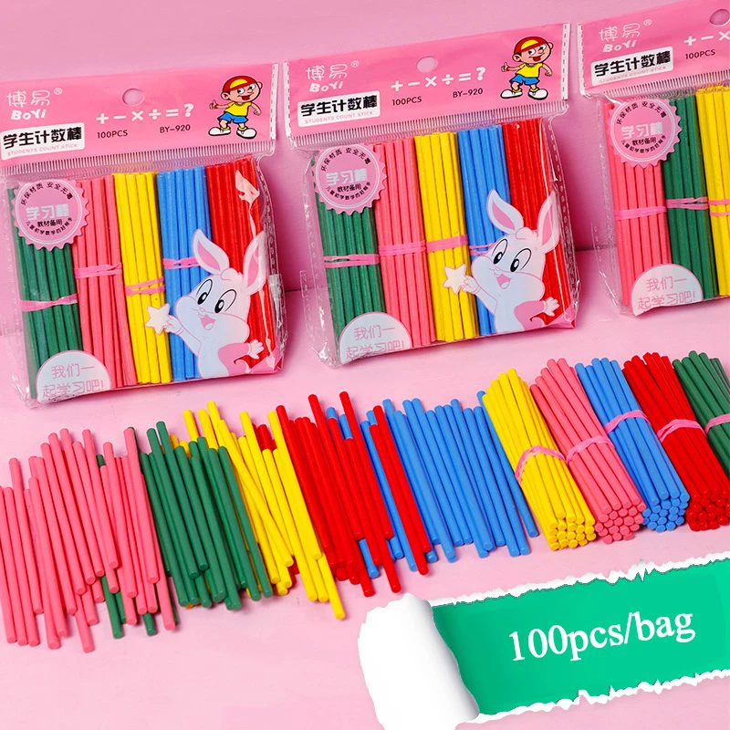 

100Pcs Colorful Bamboo Counting Sticks Mathematics Montessori Teaching Aids Counting Rod Kids Preschool Math Learning Toy