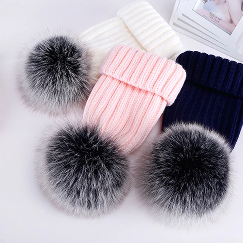 

1pc Women Hair Ball Imitation Foxes Fur Pompom Hat Colorful Fake Hair Ball Pom Poms Handmade Diy Knitted Hat Accessories