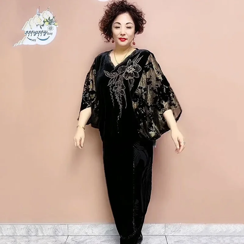 Элегантный костюм из двух частей для женщин Свободный с принтом V-образный вырез