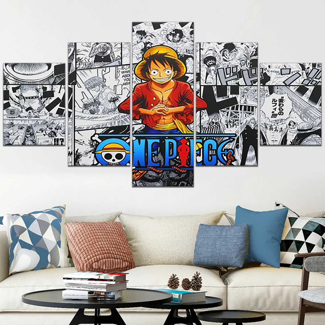 

One Piece Print Canvas Paintings 5 Pieces Anime Posters Luffy Pictures Modern Wall Art For Home Decoration Modular Living Room