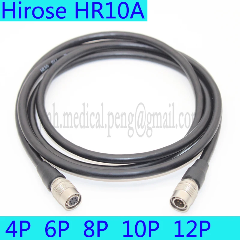 Hirose HR10A-7P-10P 4P 6S 10 12Pin Male to Female Plug Machine Vision Camera Analog Cable, Robotic Coupler CCD Camera Lens Cable