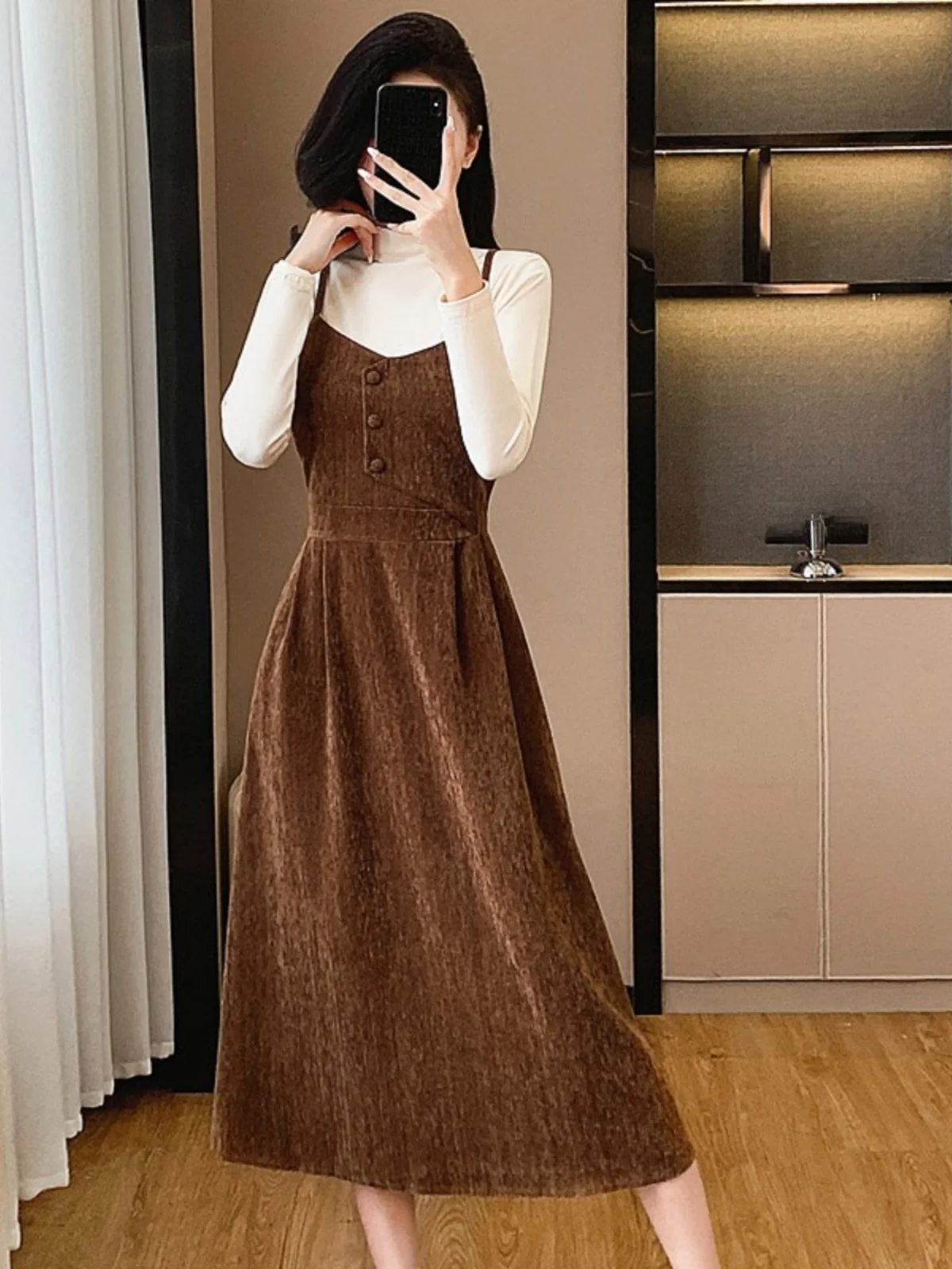 Изящный комплект осенне-зимний новый с пальто нижняя рубашка воротником до