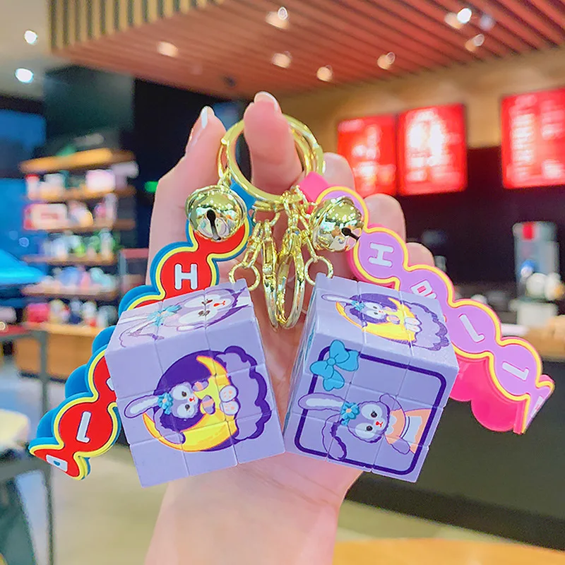 

Disney Stitch StellaLou Educational Decompression Keychain Creative Keyring Fashion Couple Bag Ornament Key Chain Car Pendant