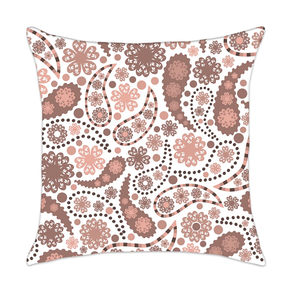 

Чехол в стиле ретро с коричневыми искусственными элементами, богемный этнический цветочный чехол для подушки, скандинавский домашний деко...
