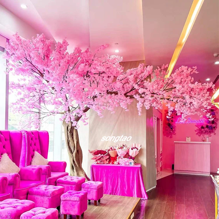

Hot Sale Artificial Indoor Outdoor Fiberglass Fake Cherry Blossom Tree For Wedding Decoration
