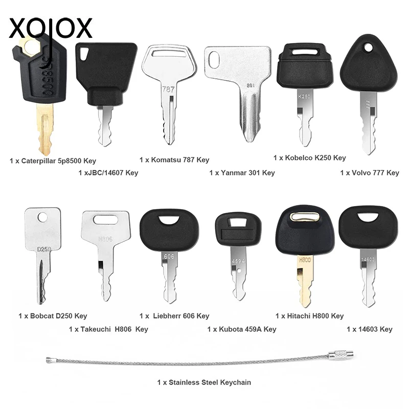 Ключи зажигания XOJOX для гусеничного экскаватора Jcb Yanmar Kobelco Volvo BOBCAT Hitachi Komatsu 12 шт.