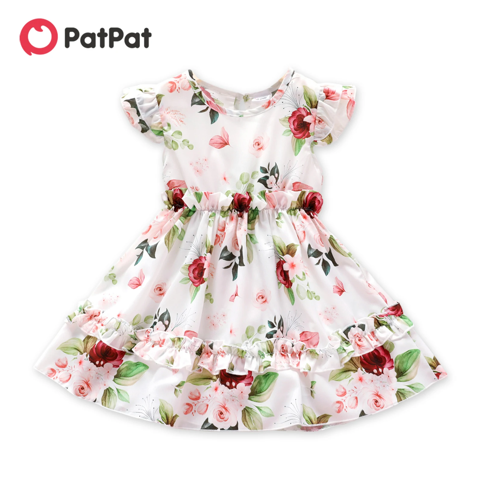 

PatPat Toddler Girl Floral Print Ruffled Flutter-sleeve Chiffon Dress