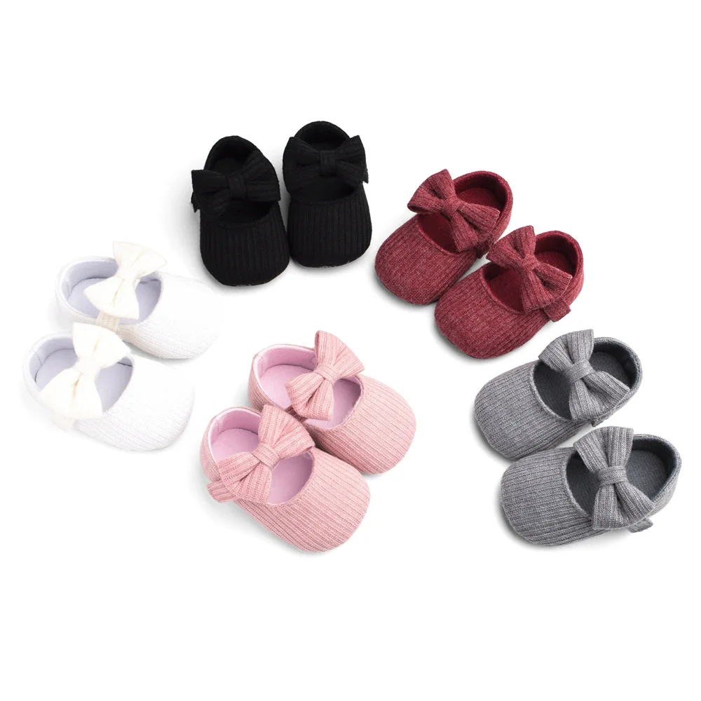 Newborn Infant Pram Girls Princess Moccasins Bowknot Solid Soft Shoes Baby First Walkers Baby Girl Boy Shoes