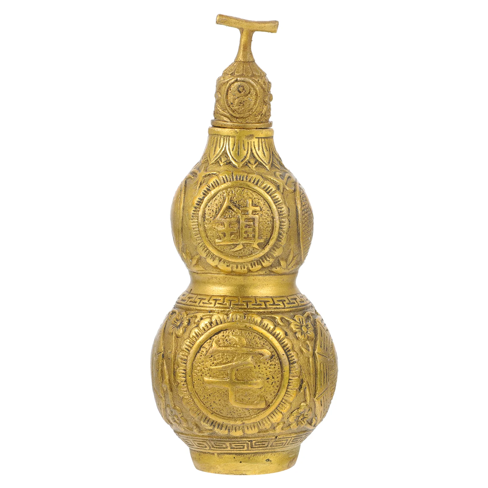 

Gourd Wu Lou Statue Chinese Shui Feng Sculpture Figurine Calabash Decoration Decor Brass Ornament New Year Pendant Wealth