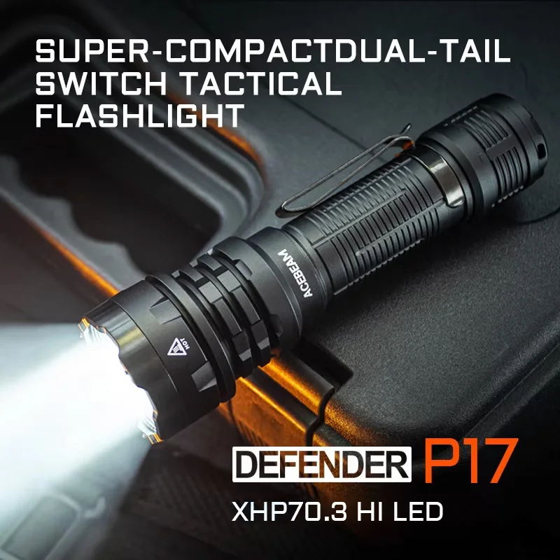 Фото Тактический фонарик ACEBEAM P17 HI Cree, светодиодный двойной хвостовой переключатель, 4900 лм, 445 м, дальний бросок, мгновенная активация/стробоскоп XHP70.3 №2