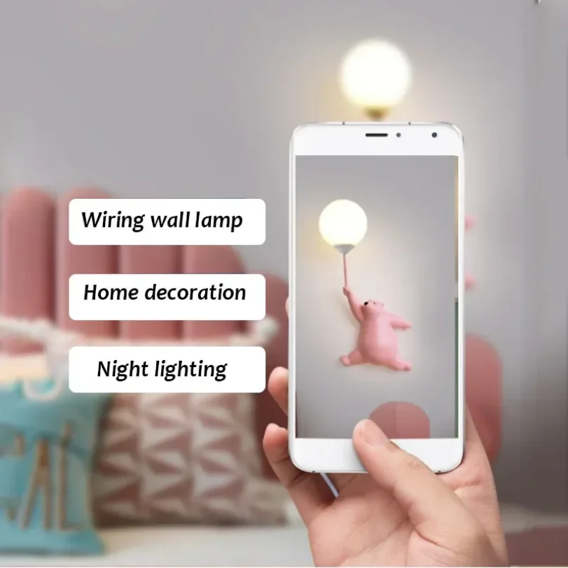 Мультяшные Настенные светильники с белым медведем для спальни школьного фона