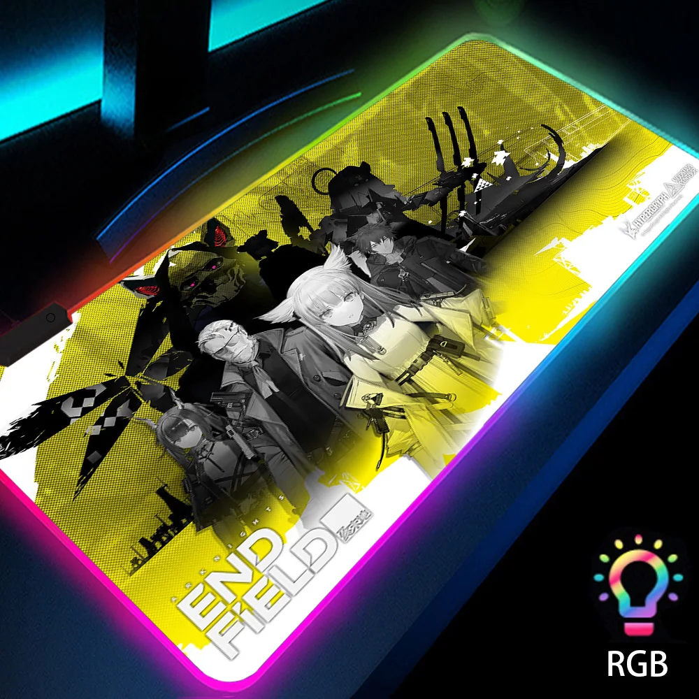 

arknights cool gaming mouse pad office desk accessories rgb luminous with backlight led xxl 900*400 big computer gamer