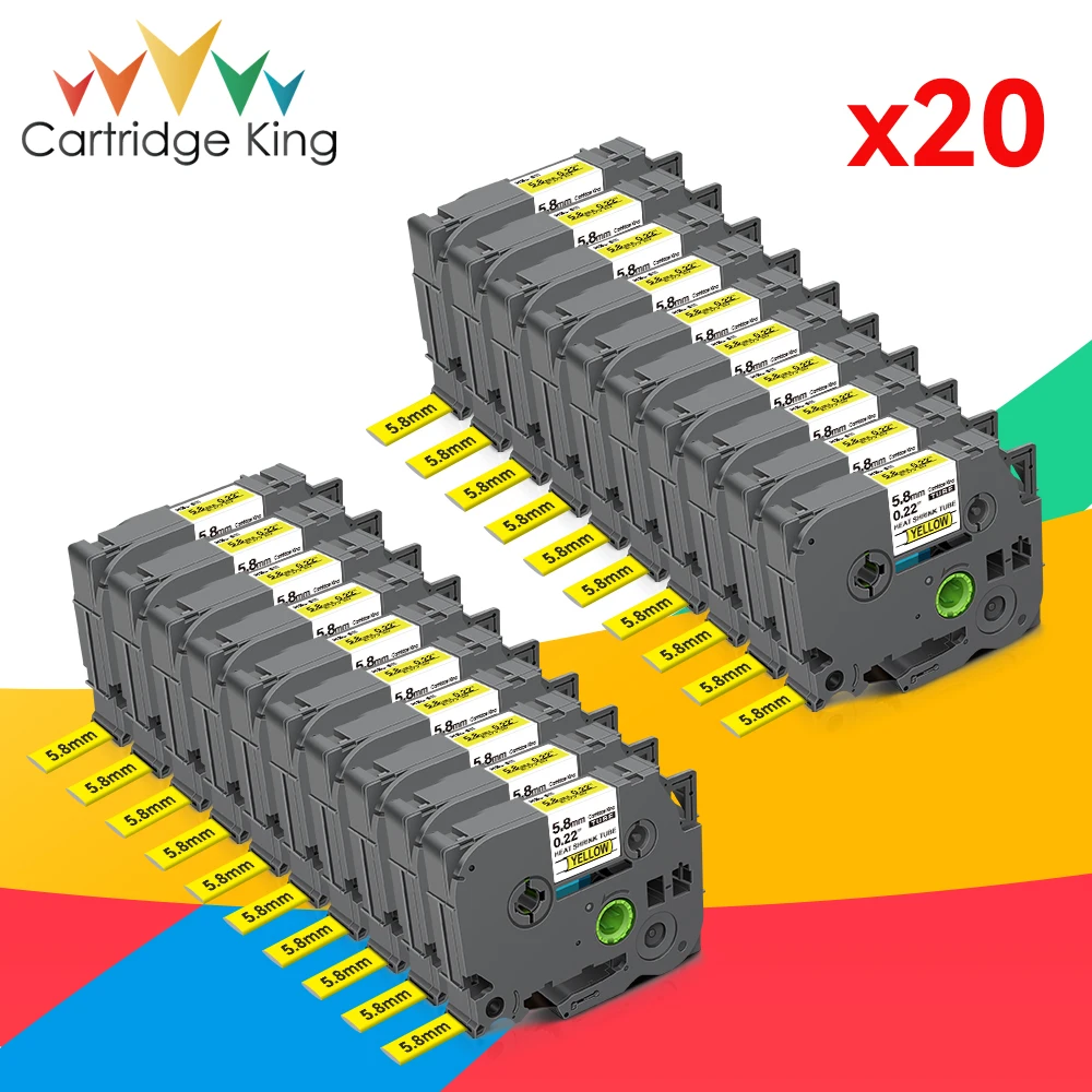 20PK 5,8 мм, Совместимость с Brother HSe611 HSe 611 HSe-611, лента для этикеток с термоусадочной трубкой для Ptouch E550WVP P750WVP H500, этикеток