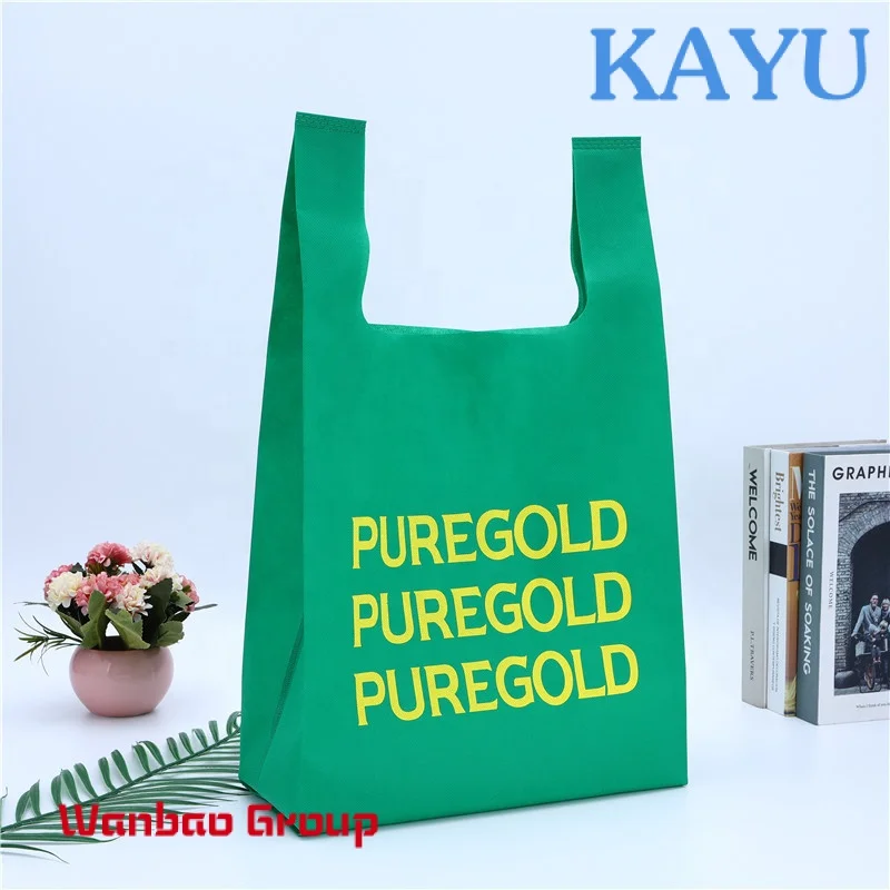 Eco Carry Out Bags Retail Supermarket grocery Shopping tote bags non woven vest bag With Handle