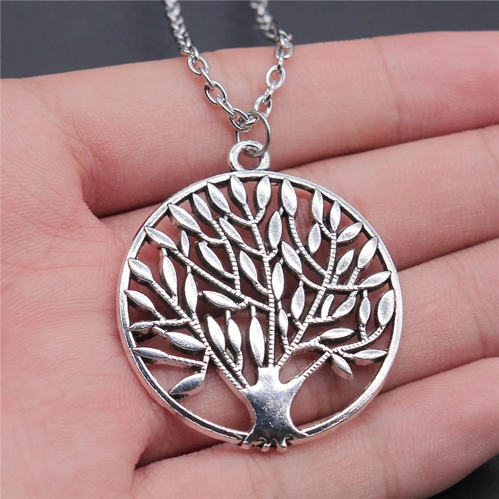 

Dropshipping 2 Colors 42x37mm Tree Pendant Necklace For Women Men Long Chain Necklace Jewelry Accessories