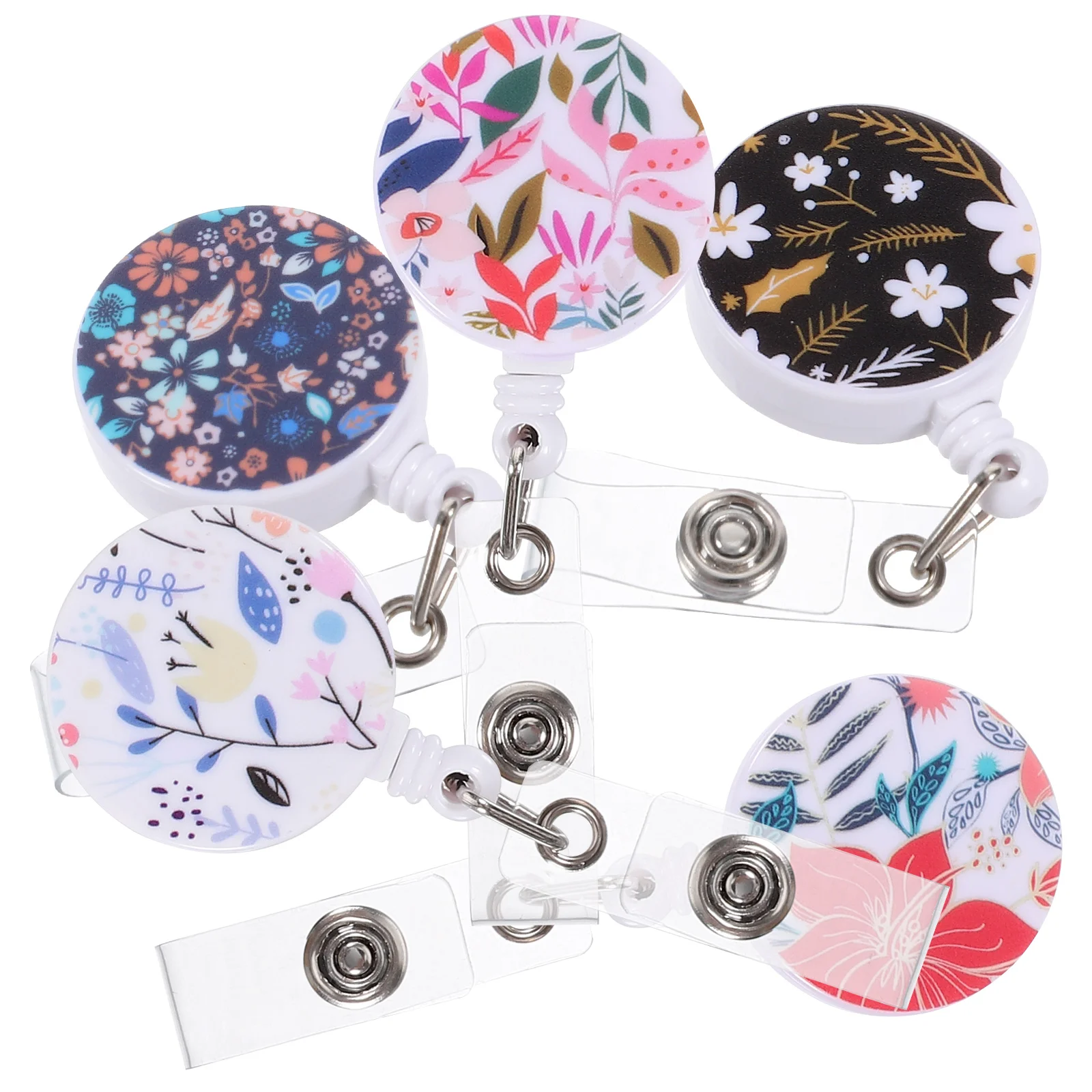 

5Pcs Retractable Badge Reel Holder Reusable Badge Reel Decorative ID Card Clip Name Card Badge Reel