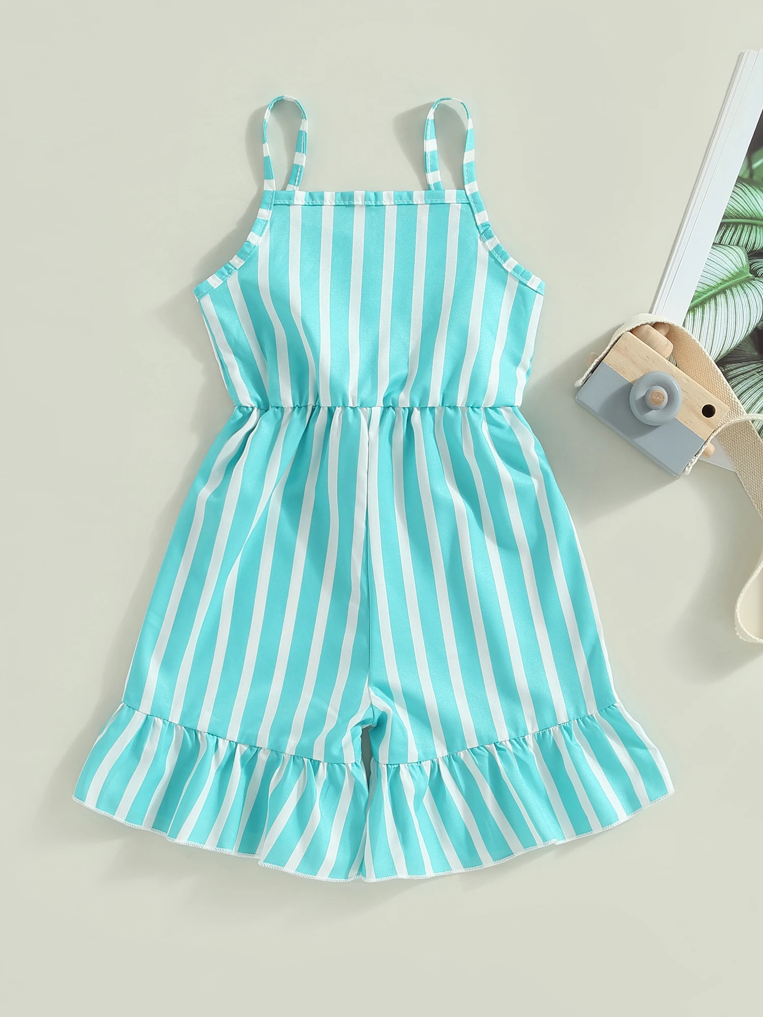 

Для маленьких девочек, с цветами безрукавный комбинезон с принтом с гофрированным подолом и регулируемыми лямками