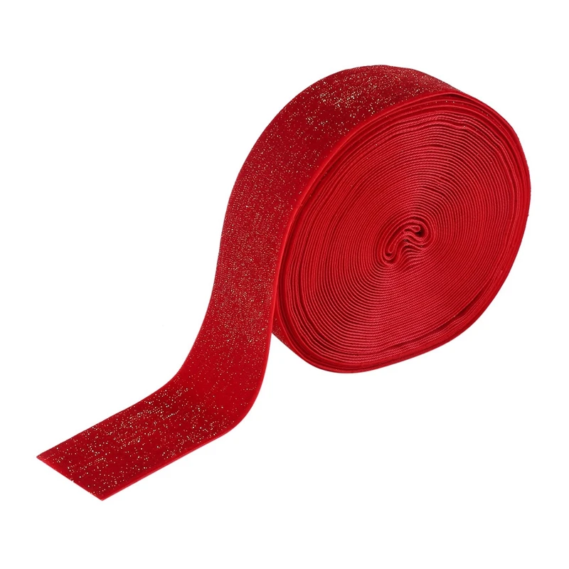 

3.8Cm Christmas Velvet Satin Ribbon Christmas Vintage Wide Wired Edge Wrapping Ribbon (10 Yards)